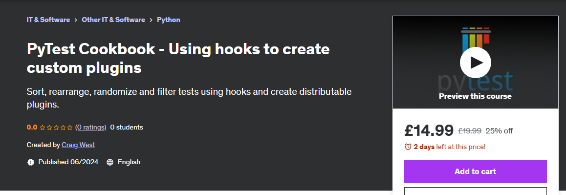 Pytest Cookbook - Using hooks to create plugins